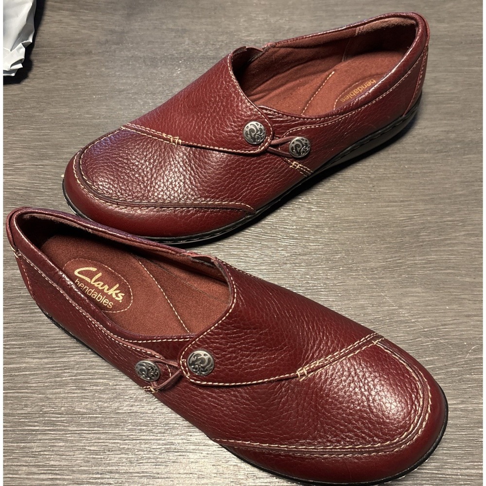 Clark's Bendable Slip On Loafer Women's Shoes 9.5W Leather Maroon